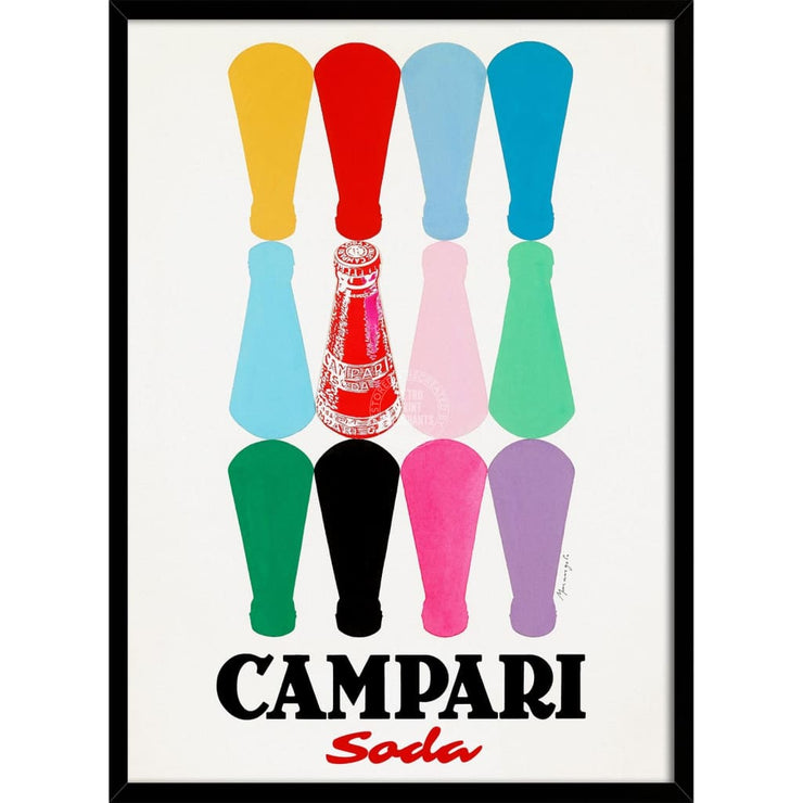 Campari 12 Colourful Bottles | Italy 422Mm X 295Mm 16.6 11.6 A3 / Black Print Art