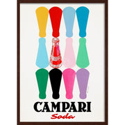 Campari 12 Colourful Bottles | Italy 422Mm X 295Mm 16.6 11.6 A3 / Dark Oak Print Art