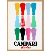 Campari 12 Colourful Bottles | Italy 422Mm X 295Mm 16.6 11.6 A3 / Natural Oak Print Art