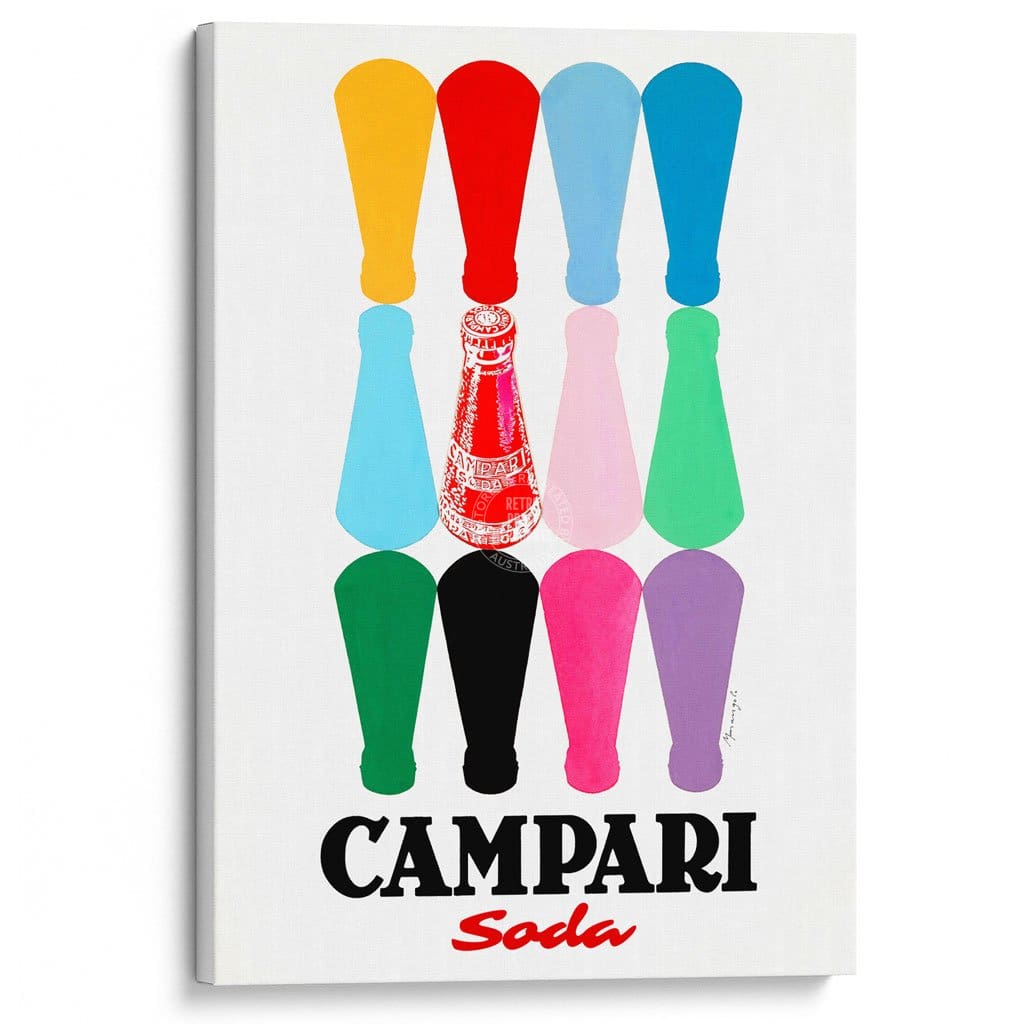 Campari Colourful Bottles | Italy A3 297 X 420Mm 11.7 16.5 Inches / Stretched Canvas Print Art