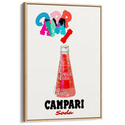 Campari Colourful Letters | Italy A3 297 X 420Mm 11.7 16.5 Inches / Canvas Floating Frame - Natural