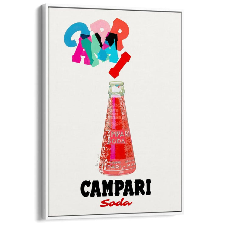Campari Colourful Letters | Italy A3 297 X 420Mm 11.7 16.5 Inches / Canvas Floating Frame - White