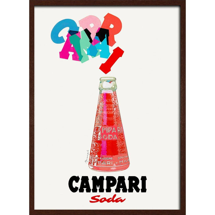 Campari Colourful Letters | Italy A3 297 X 420Mm 11.7 16.5 Inches / Framed Print - Dark Oak Timber
