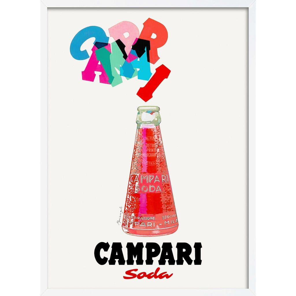 Campari Colourful Letters | Italy A3 297 X 420Mm 11.7 16.5 Inches / Framed Print - White Timber Art