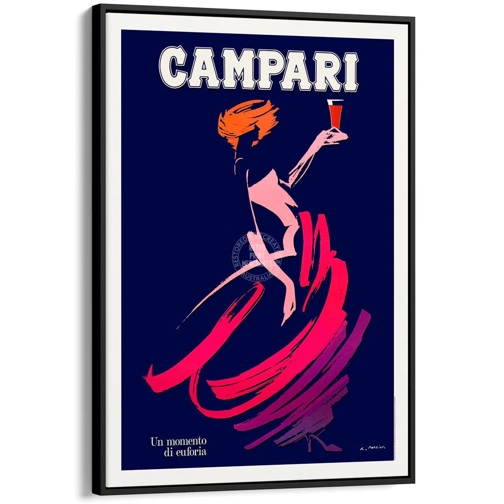 Campari Euphoria | Italy A4 210 X 297Mm 8.3 11.7 Inches / Canvas Floating Frame: Black Timber Print