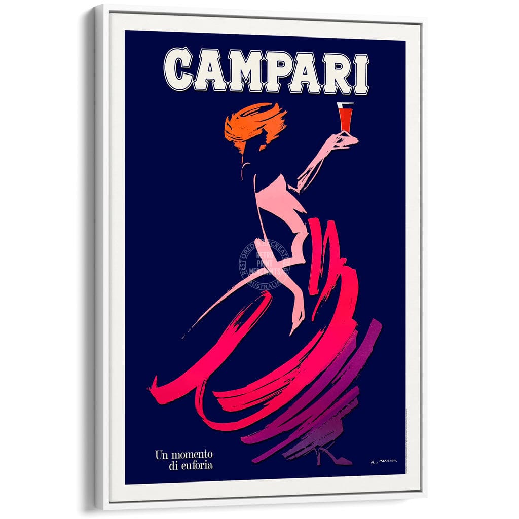 Campari Euphoria | Italy A4 210 X 297Mm 8.3 11.7 Inches / Canvas Floating Frame: White Timber Print