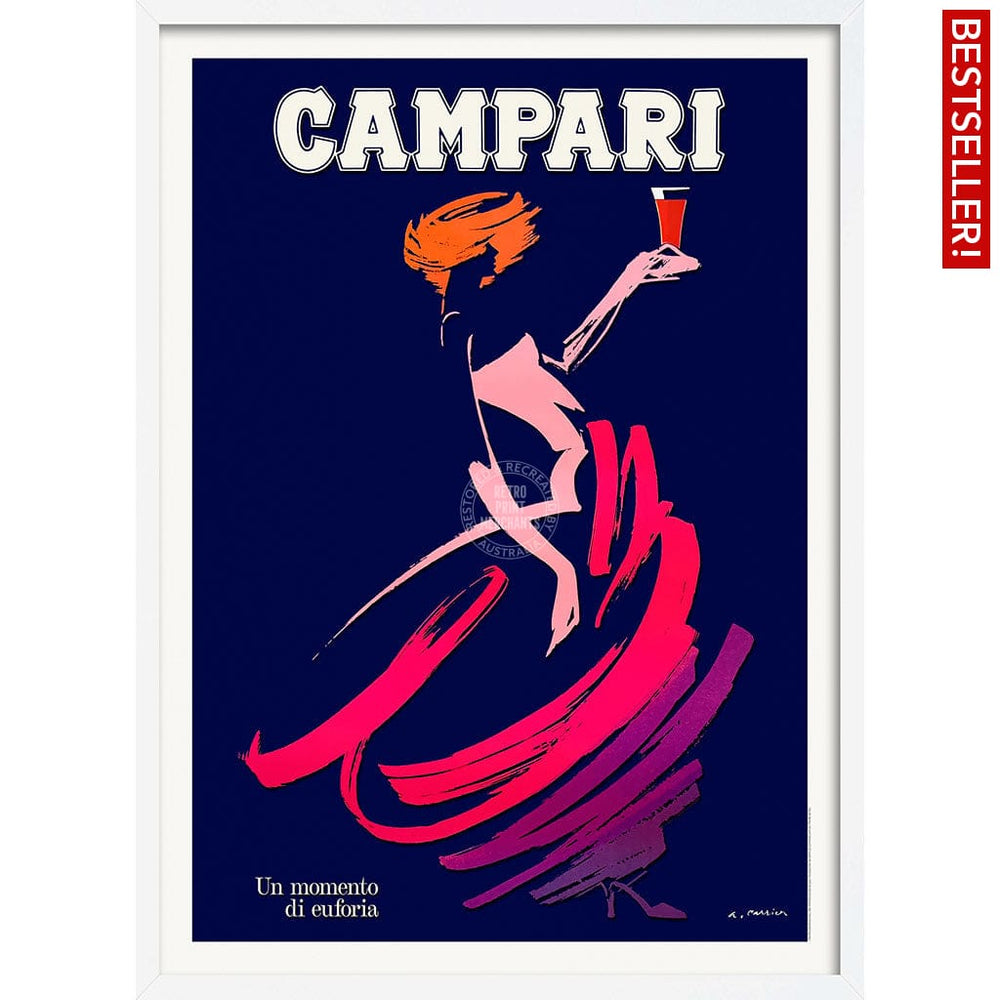 Campari Euphoria | Italy A4 210 X 297Mm 8.3 11.7 Inches / Framed Print: White Timber Print Art