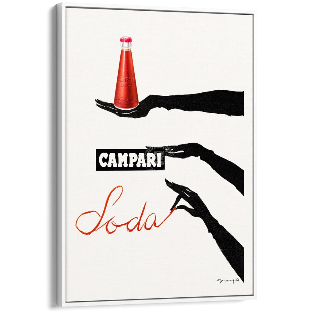 Campari Hands 1960S | Italy A3 297 X 420Mm 11.7 16.5 Inches / Canvas Floating Frame: White Timber