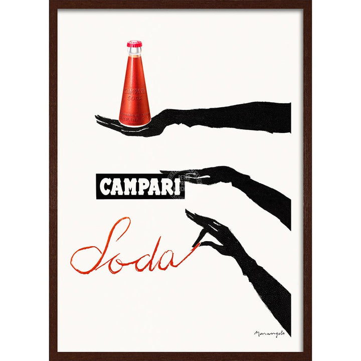 Campari Hands 1960S | Italy A3 297 X 420Mm 11.7 16.5 Inches / Framed Print: Chocolate Oak Timber