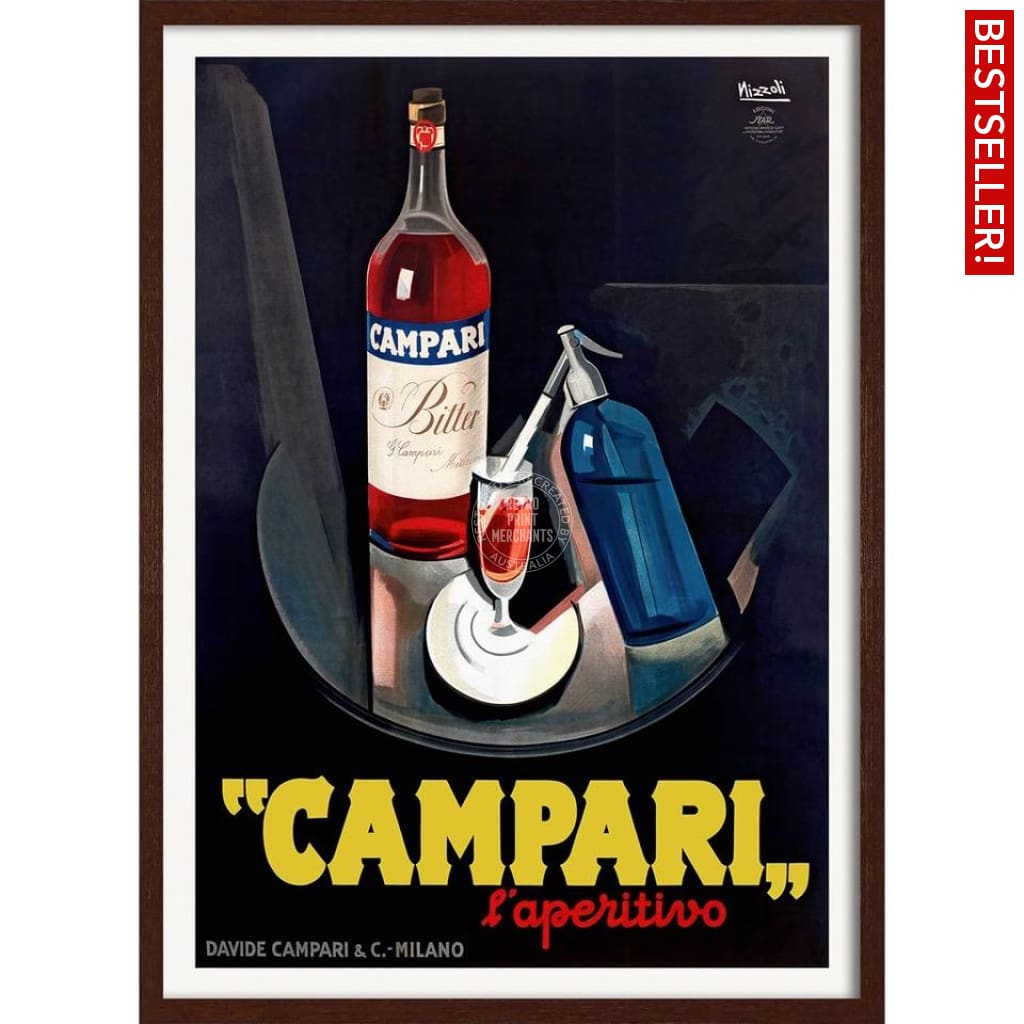 Campari Laperitivo 1926 | Italy 422Mm X 295Mm 16.6 11.6 A3 / Dark Oak Print Art