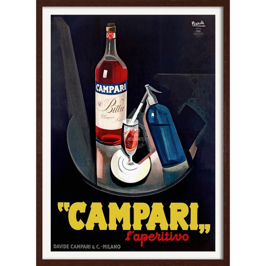 Campari Laperitivo 1926 | Italy 422Mm X 295Mm 16.6 11.6 A3 / Dark Oak Print Art