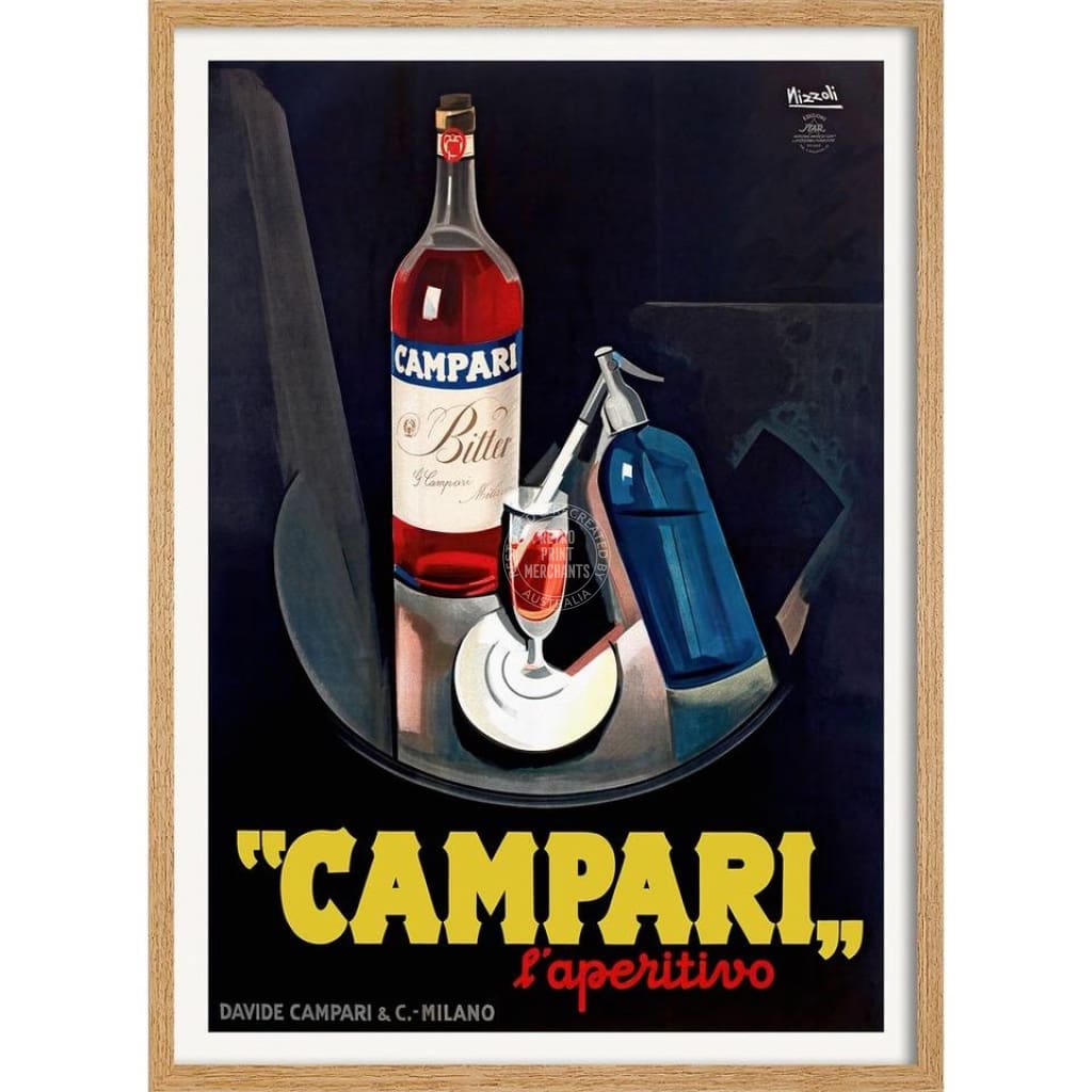 Campari Laperitivo 1926 | Italy 422Mm X 295Mm 16.6 11.6 A3 / Natural Oak Print Art