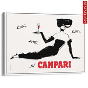 Campari Recline | Italy A3 297 X 420Mm 11.7 16.5 Inches / Canvas Floating Frame - White Timber Print