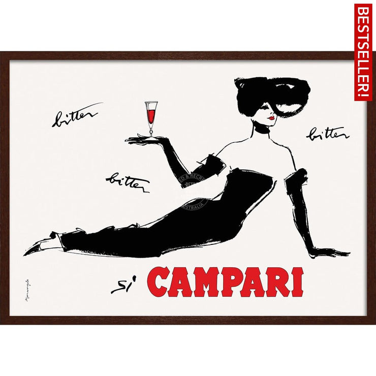 Campari Recline | Italy A3 297 X 420Mm 11.7 16.5 Inches / Framed Print - Dark Oak Timber Art