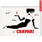Campari Recline | Italy A3 297 X 420Mm 11.7 16.5 Inches / Framed Print - White Timber Art