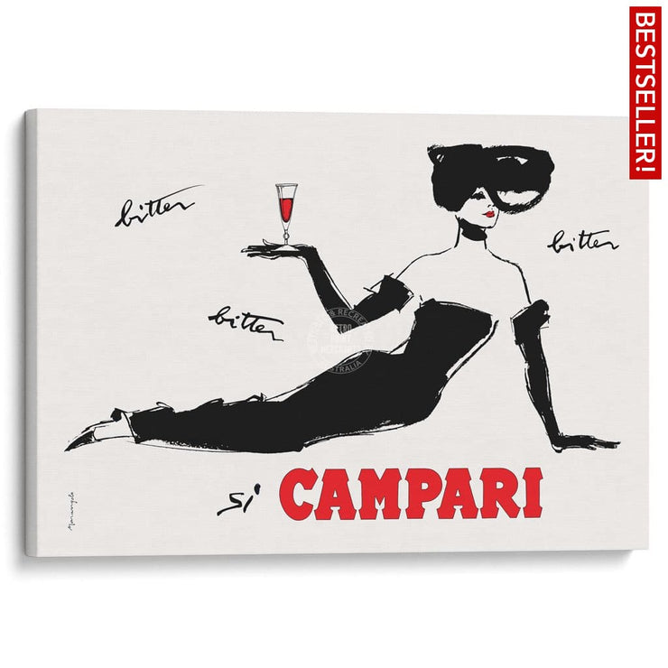 Campari Recline | Italy A3 297 X 420Mm 11.7 16.5 Inches / Stretched Canvas Print Art