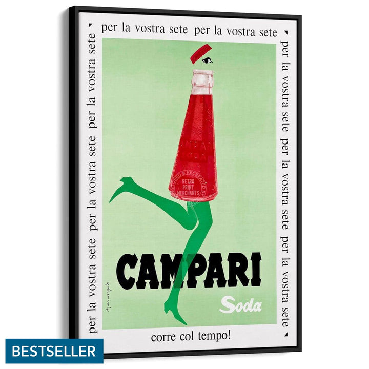 Campari Soda 1968 | Italy A4 210 X 297Mm 8.3 11.7 Inches / Canvas Floating Frame: Black Timber