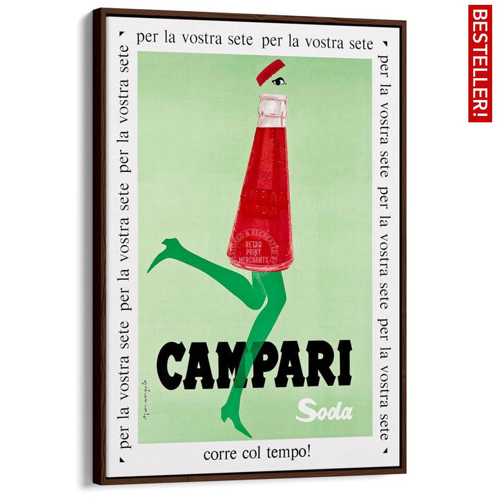 Campari Soda 1968 | Italy A4 210 X 297Mm 8.3 11.7 Inches / Canvas Floating Frame: Chocolate Oak