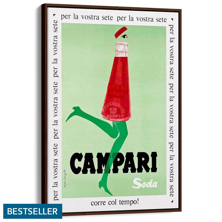 Campari Soda 1968 | Italy A4 210 X 297Mm 8.3 11.7 Inches / Canvas Floating Frame: Chocolate Oak