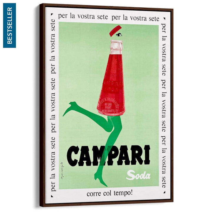 Campari Soda 1968 | Italy A4 210 X 297Mm 8.3 11.7 Inches / Canvas Floating Frame: Chocolate Oak