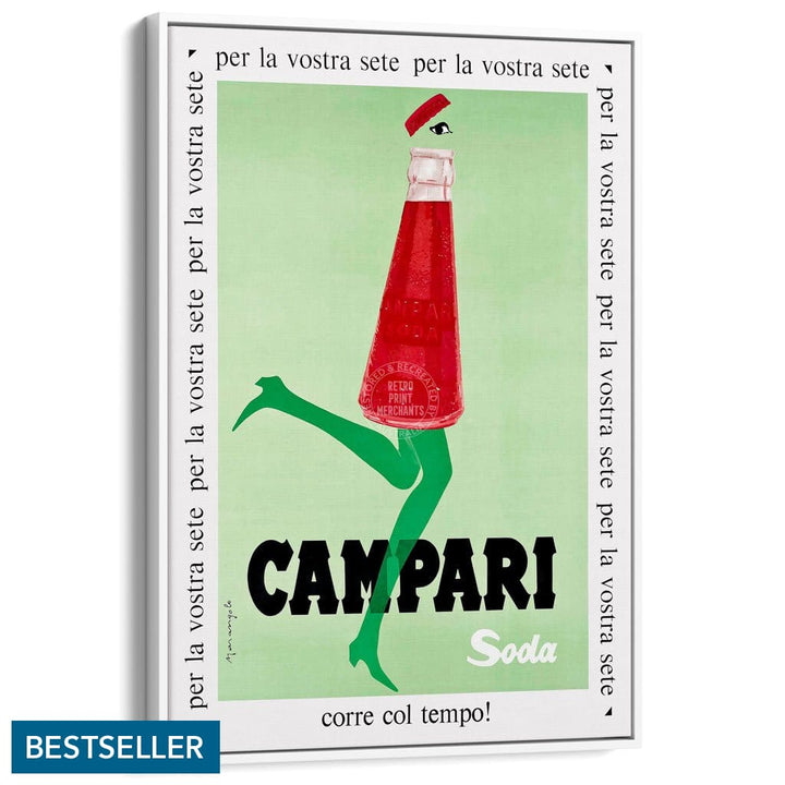 Campari Soda 1968 | Italy A4 210 X 297Mm 8.3 11.7 Inches / Canvas Floating Frame: White Timber