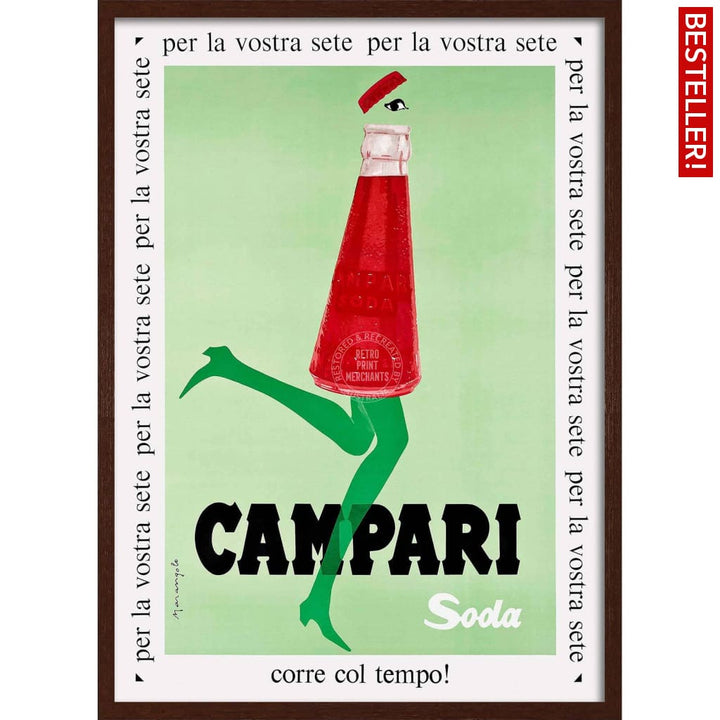 Campari Soda 1968 | Italy A4 210 X 297Mm 8.3 11.7 Inches / Framed Print: Chocolate Oak Timber Print