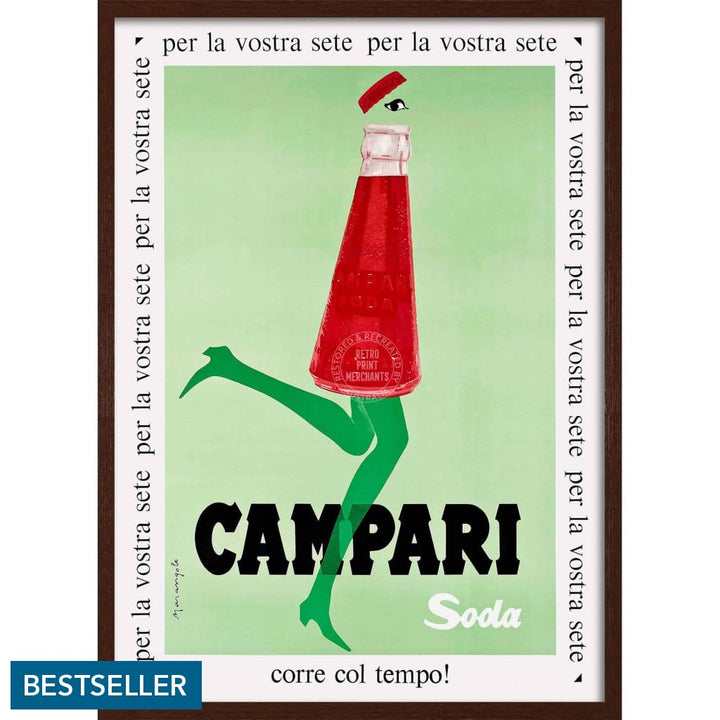 Campari Soda 1968 | Italy A4 210 X 297Mm 8.3 11.7 Inches / Framed Print: Chocolate Oak Timber Print