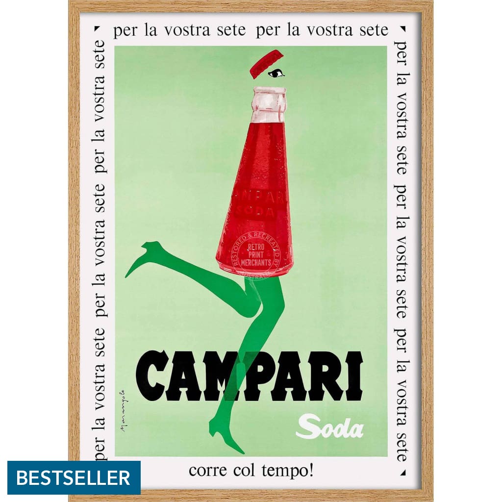 Campari Soda 1968 | Italy A4 210 X 297Mm 8.3 11.7 Inches / Framed Print: Natural Oak Timber Print