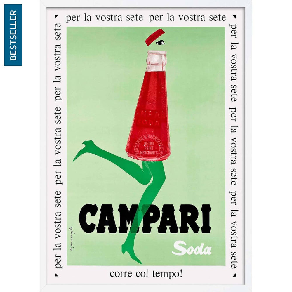 Campari Soda 1968 | Italy A4 210 X 297Mm 8.3 11.7 Inches / Framed Print: White Timber Print Art