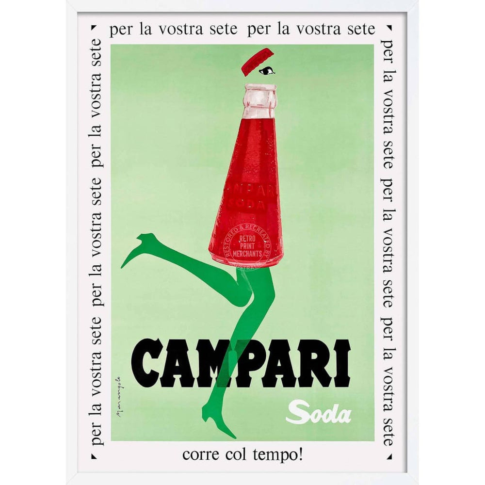 Campari Soda 1968 | Italy A4 210 X 297Mm 8.3 11.7 Inches / Framed Print: White Timber Print Art