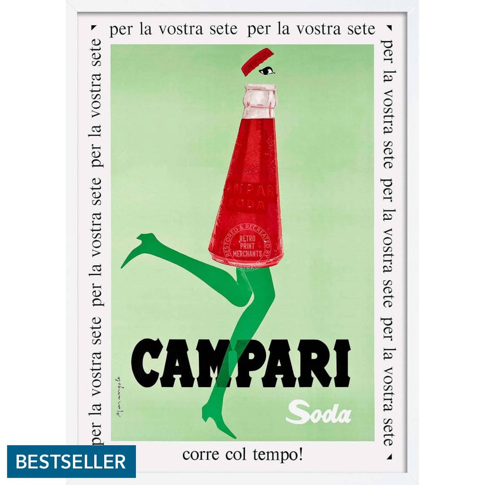 Campari Soda 1968 | Italy A4 210 X 297Mm 8.3 11.7 Inches / Framed Print: White Timber Print Art
