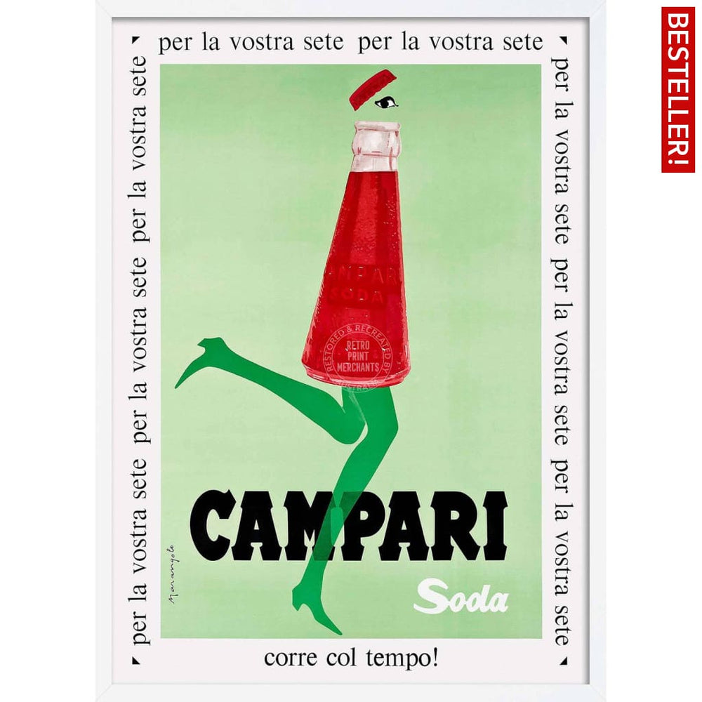 Campari Soda 1968 | Italy A4 210 X 297Mm 8.3 11.7 Inches / Framed Print: White Timber Print Art