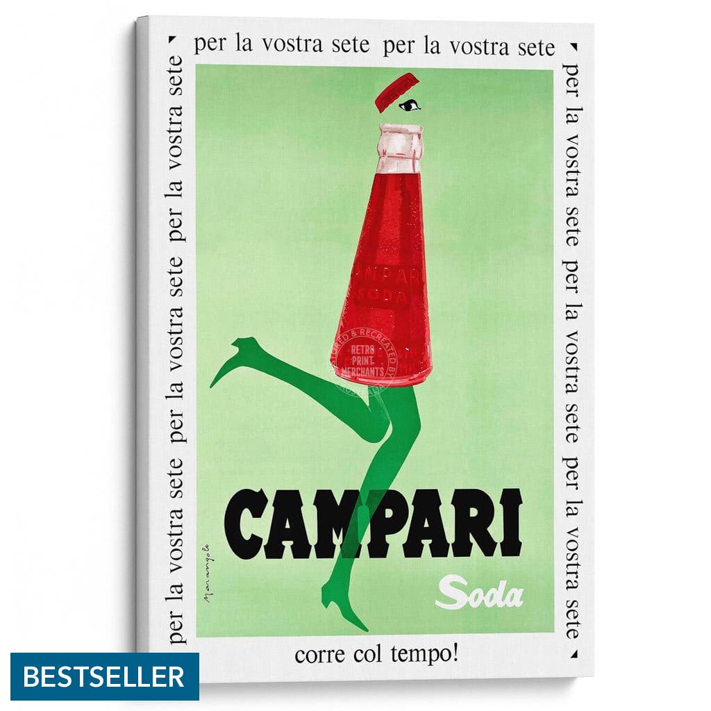 Campari Soda 1968 | Italy A4 210 X 297Mm 8.3 11.7 Inches / Stretched Canvas Print Art