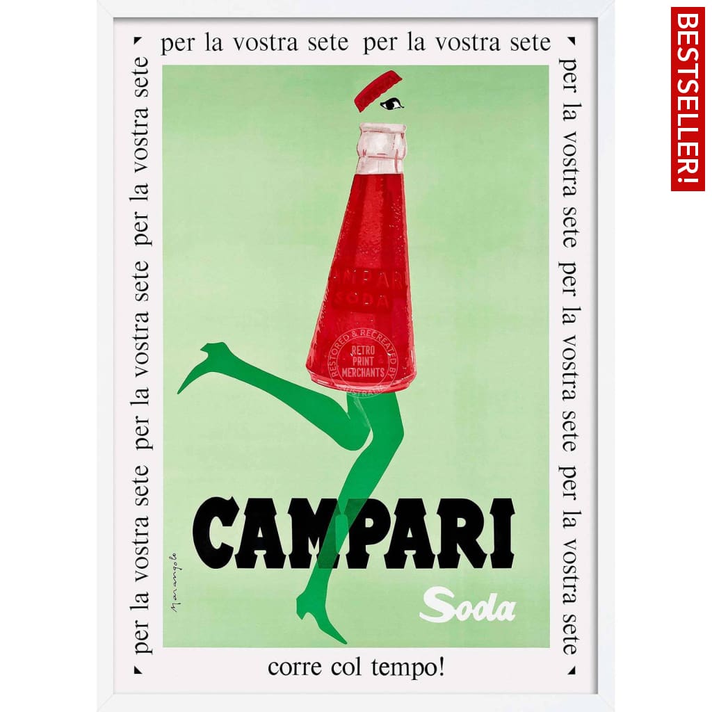 Campari Soda 1968 | Italy A4 210 X 297Mm 8.3 11.7 Inches / Framed Print: White Timber Print Art