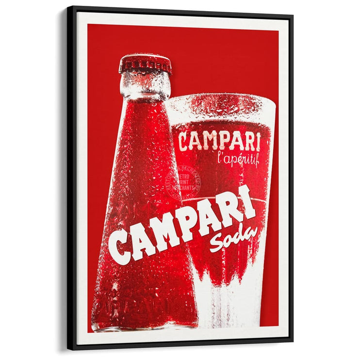 Campari Soda Red | Italy A4 210 X 297Mm 8.3 11.7 Inches / Canvas Floating Frame: Black Timber Print