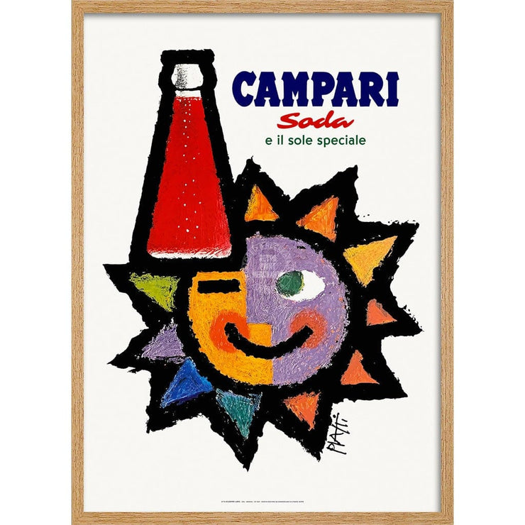 Campari Sun | Italy A3 297 X 420Mm 11.7 16.5 Inches / Framed Print - Natural Oak Timber Art