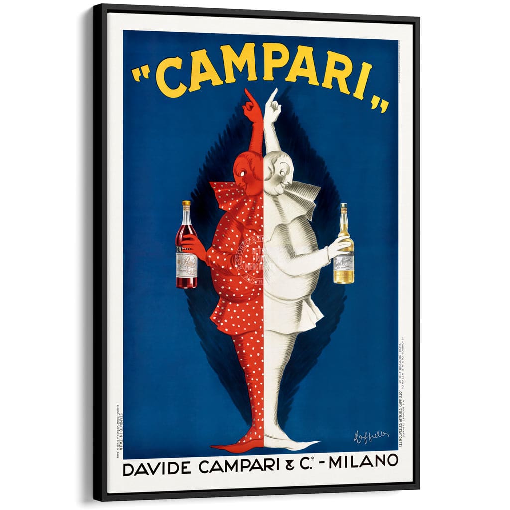 CAMPARI TWINS 1921 | ITALY A3 | 297 x 420mm | 11.7 x 16.5 inches / Canvas Floating Frame: Black Timber Print Art