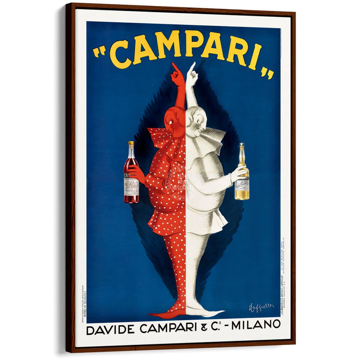 CAMPARI TWINS 1921 | ITALY A3 | 297 x 420mm | 11.7 x 16.5 inches / Canvas Floating Frame: Chocolate Oak Timber Print Art