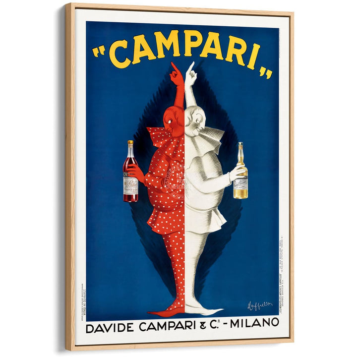 CAMPARI TWINS 1921 | ITALY A3 | 297 x 420mm | 11.7 x 16.5 inches / Canvas Floating Frame: Natural Oak Timber Print Art