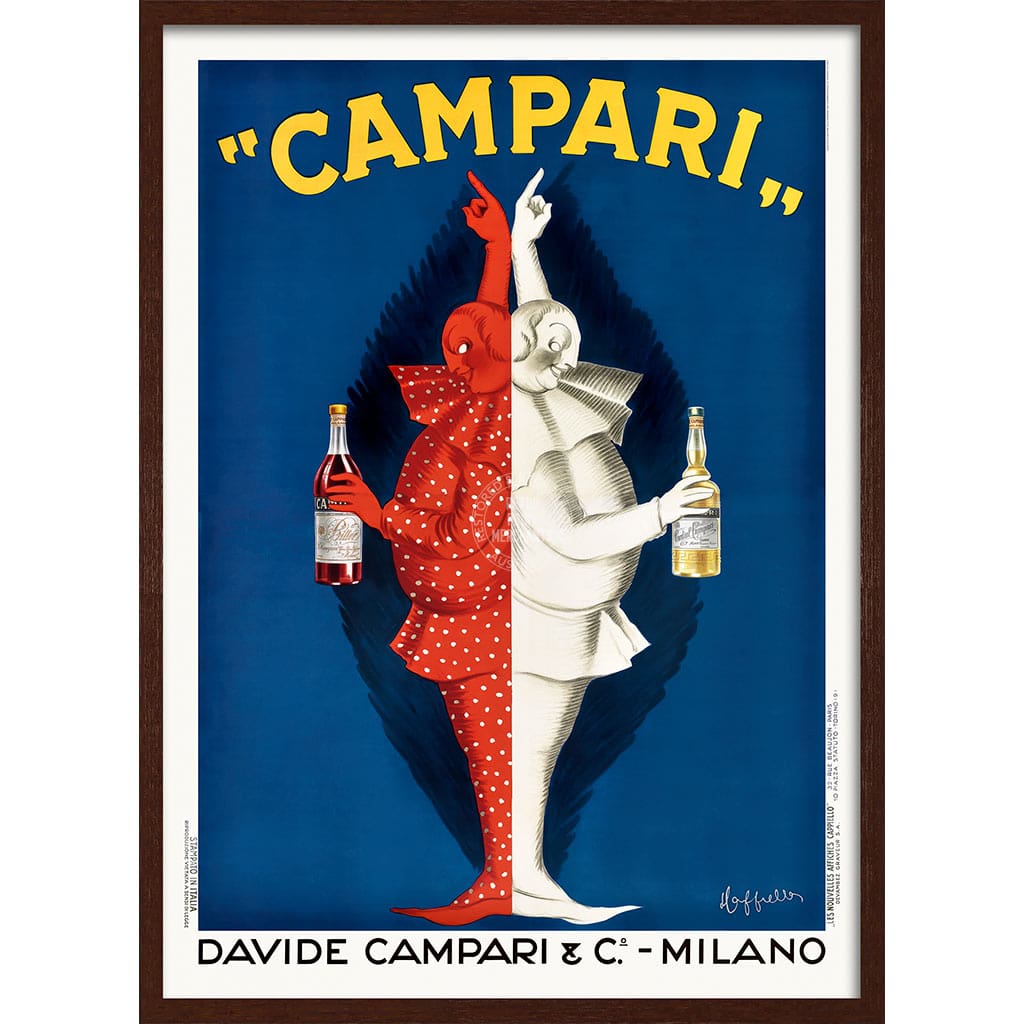CAMPARI TWINS 1921 | ITALY A3 | 297 x 420mm | 11.7 x 16.5 inches / Framed Print: Chocolate Oak Timber Print Art