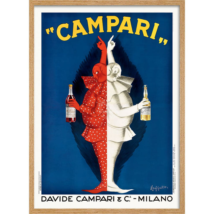 CAMPARI TWINS 1921 | ITALY A3 | 297 x 420mm | 11.7 x 16.5 inches / Framed Print: Natural Oak Timber Print Art