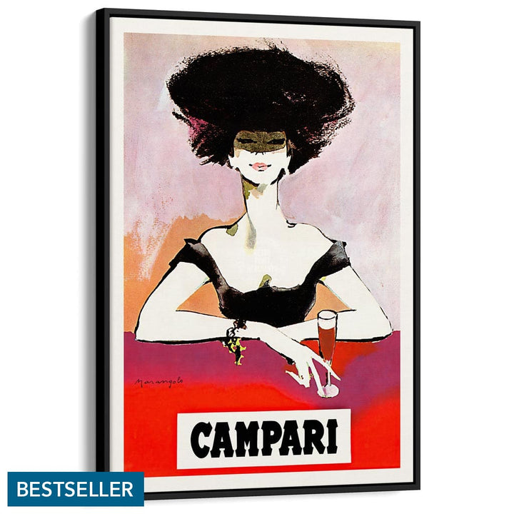 Campari Woman 1960S | Italy A3 297 X 420Mm 11.7 16.5 Inches / Canvas Floating Frame - Black Timber