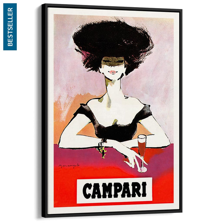 Campari Woman 1960S | Italy A3 297 X 420Mm 11.7 16.5 Inches / Canvas Floating Frame - Black Timber