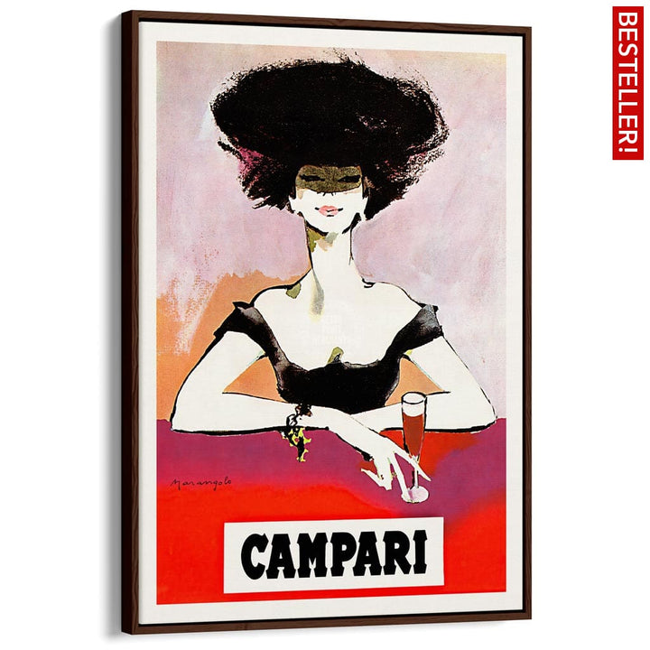 Campari Woman 1960S | Italy A3 297 X 420Mm 11.7 16.5 Inches / Canvas Floating Frame - Dark Oak