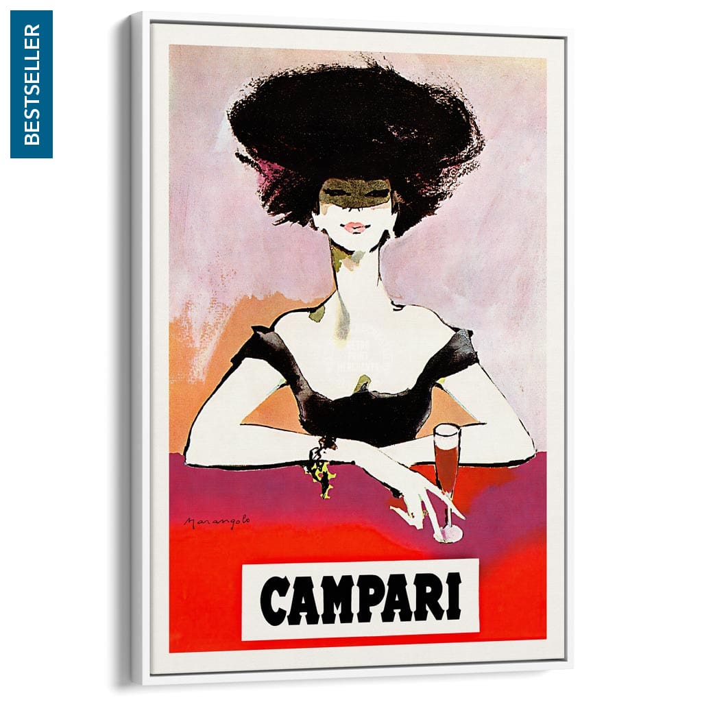 Campari Woman 1960S | Italy A3 297 X 420Mm 11.7 16.5 Inches / Canvas Floating Frame - White Timber