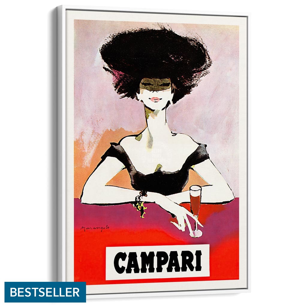 Campari Woman 1960S | Italy A3 297 X 420Mm 11.7 16.5 Inches / Canvas Floating Frame - White Timber