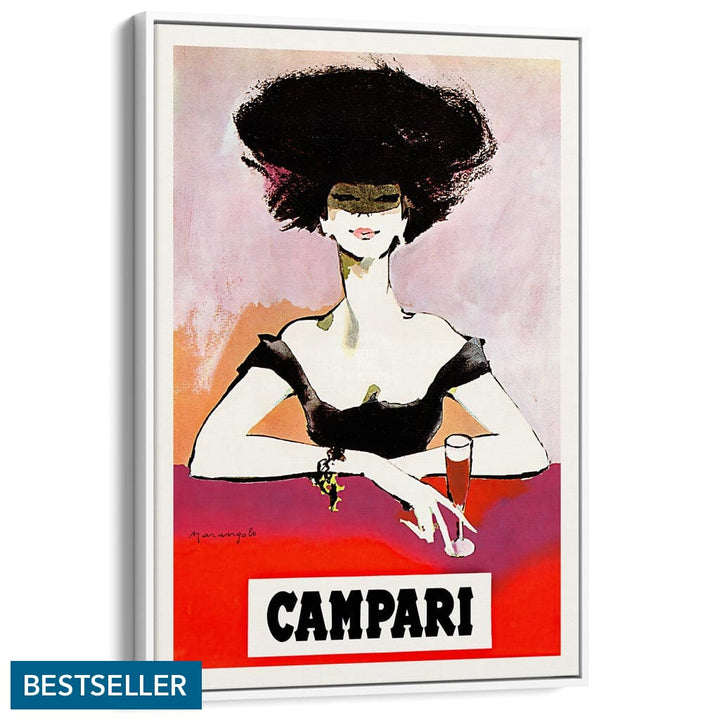 Campari Woman 1960S | Italy A3 297 X 420Mm 11.7 16.5 Inches / Canvas Floating Frame - White Timber