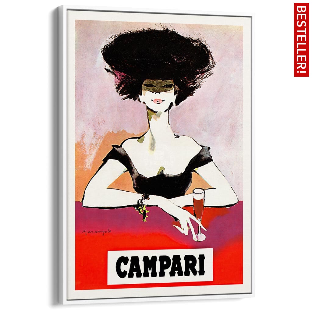 Campari Woman 1960S | Italy A3 297 X 420Mm 11.7 16.5 Inches / Canvas Floating Frame - White Timber