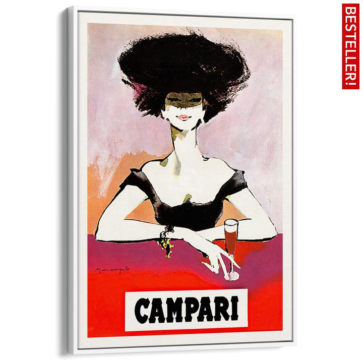 Campari Woman 1960S | Italy A3 297 X 420Mm 11.7 16.5 Inches / Canvas Floating Frame - White Timber