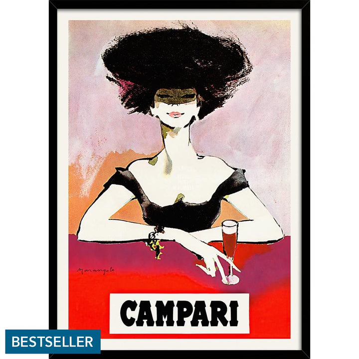 Campari Woman 1960S | Italy 422Mm X 295Mm 16.6 11.6 A3 / Black Print Art